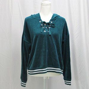 Pink Rose Green Velour Pullover